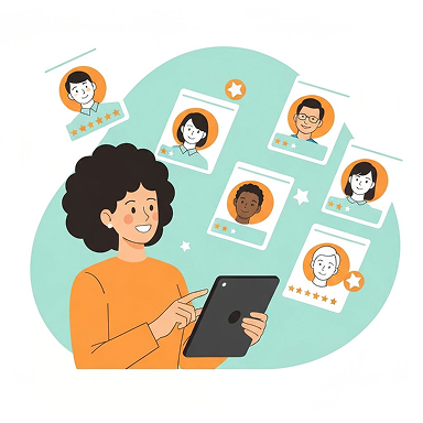 サポーター検索のイラスト